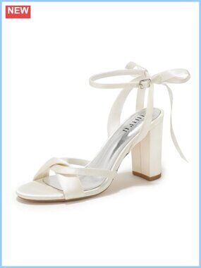 IDIFU Satin Bow Tie Block Heel Sandals